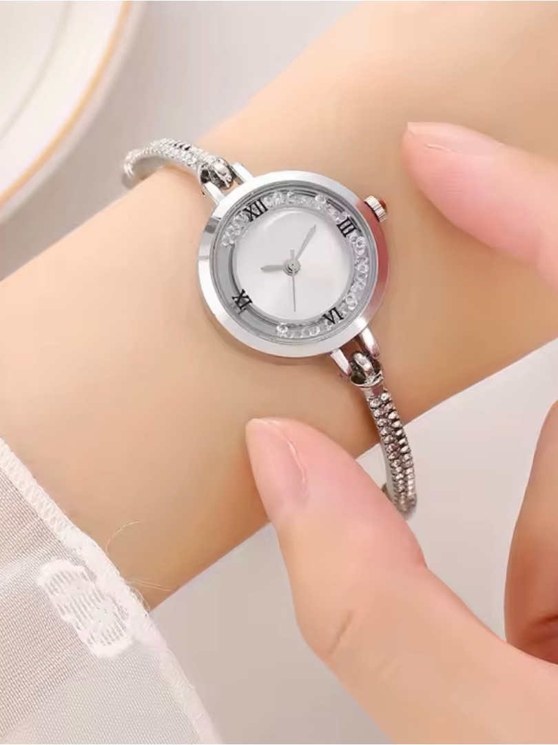 Macys Silver Bracelet Watch With Crystal Accents
